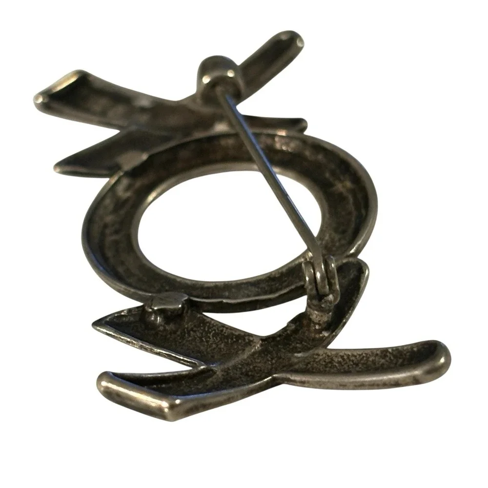 XOX Brooch Pin Sterling Silver 925 Hugs Kisses Vintage Love Gift Anniversary 2